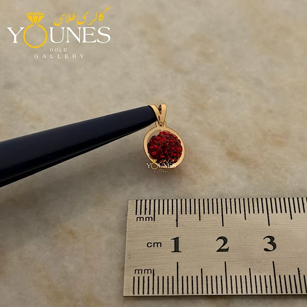 آویز سواروسکی گوی قرمز طلا